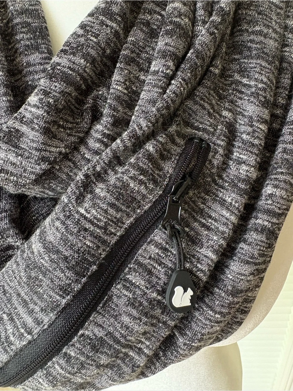 Sholdit The Original Hidden Pocket Scarf. Knit Marled Black Travel Scarf